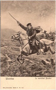 Marshal Blucher Leading Charge at Waterloo Belgium 1900s Military Postcard