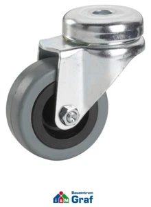 Rueda de dirección Dörner + Helmer Apparate, neumáticos de goma Ø50 mm, con orificio trasero / #83073900 - Imagen 1 de 1