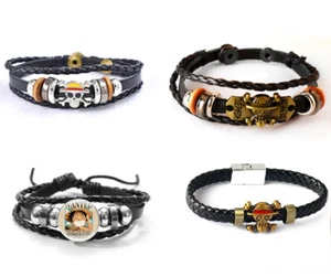 Bracelet ONE PIECE ¤ Cuir PU tressé avec médaillon ¤ Modèle au choix ¤ NEUF - Picture 1 of 9