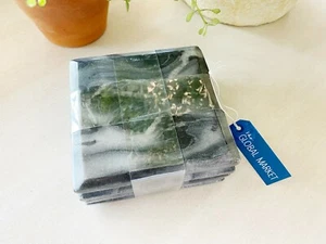Set 4 Dark Gray Square Marble Stone Coasters The Global Market NWT - Picture 1 of 2
