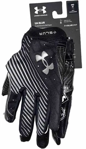 Under Armour Blur Mens Medium Football Gloves Adult Glue Grip Black MSRP $50 - Picture 1 of 3