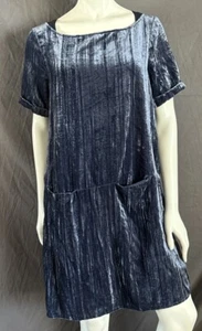 Floreat Anthropologie Crushed Velvet Dress Crinkled Patch Pocket Sz M Excellent - Picture 1 of 10