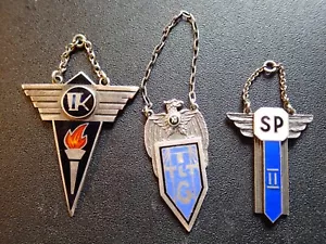 Lot of 3 VINTAGE OLD SILVER SCHOOL BADGES ESTONIA ESTONIAN EUROPE - Picture 1 of 5