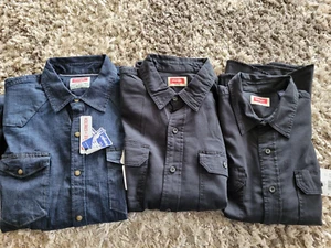 NEW LOT/3 WRANGLER LONG SLEEVED SHIRTS MENS L BUTTON FRONT - Picture 1 of 9