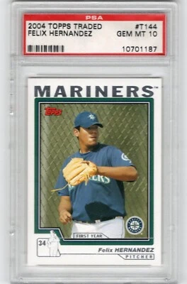 2004 Topps Traded Felix Hernandez card #T144 Rookie Seattle Mariners PSA 10 - Image 1 of 2