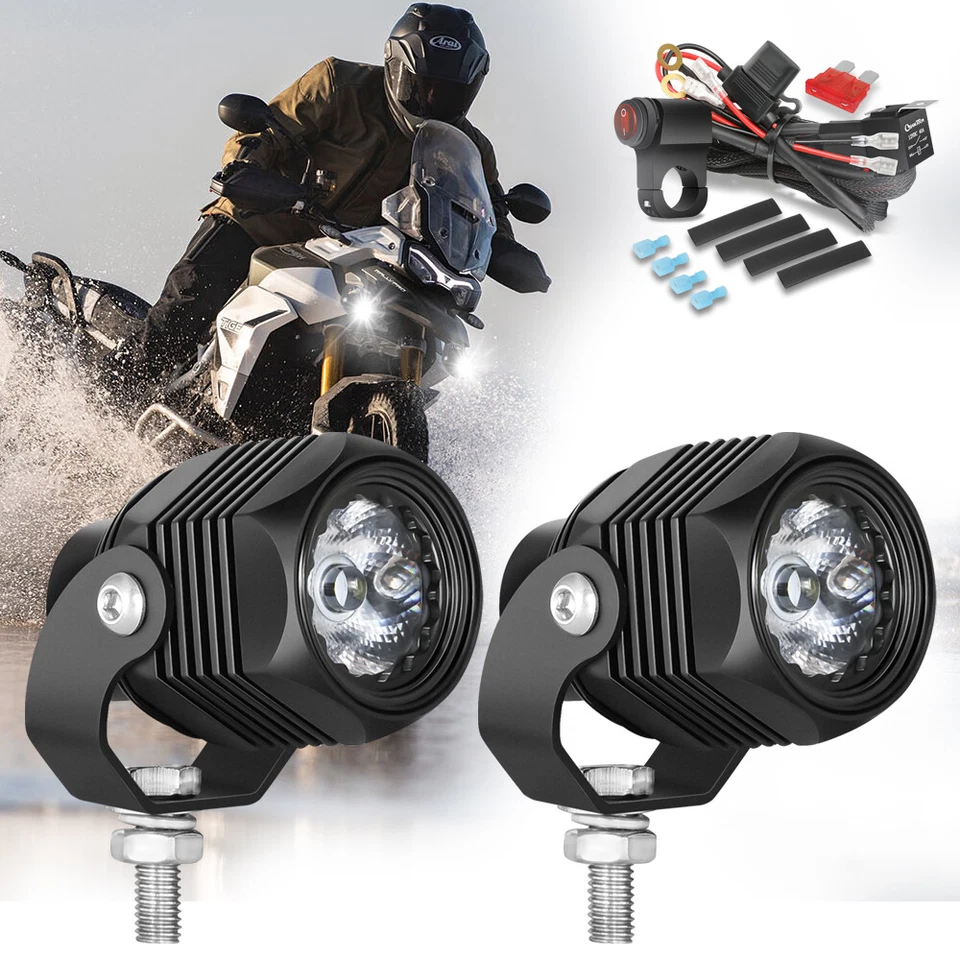 Faro auxiliar de moto con cableado para Kawasaki KLR650 1,7" LED foco Foto 1 de 4