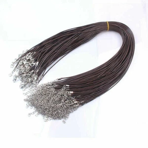 100 piezas Collar Cuerda de Cuero de Cera de Café de 1,5 mm Cadena Broche de Langosta Hágalo usted mismo - Imagen 1 de 10