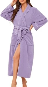 Women Cozy Robes, Soft Long Sleepwear Comfortable Bathrobe Loose Loungewear Warm - Picture 1 of 5