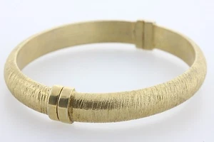 Veronese Italy Sterling Silver Yellow Gold Vermeil Florentine Hinged Bangle-7.25 - Picture 1 of 8