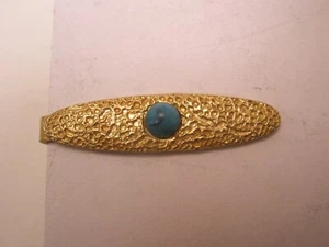 Blue Cabochon Cratered Design Vintage SMALL Tie Bar Clip simple plain - Picture 1 of 5