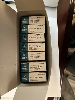 Clips de carpeta de 3/4" talla 2 color negro nuevo en caja / 7 cajas de 12 = 84 clips en total! Foto 1 de 4