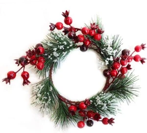 Set of 4 Easter Big Wreath Decorative Taper Candle Rings with Red Green, - Picture 1 of 6