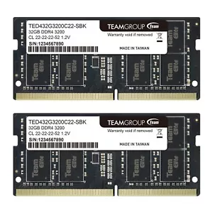 TEAMGROUP Elite DDR4 64GB Kit (2 x 32GB) 3200MHz PC4-25600 CL22 (2933MHz or 2... - Picture 1 of 7