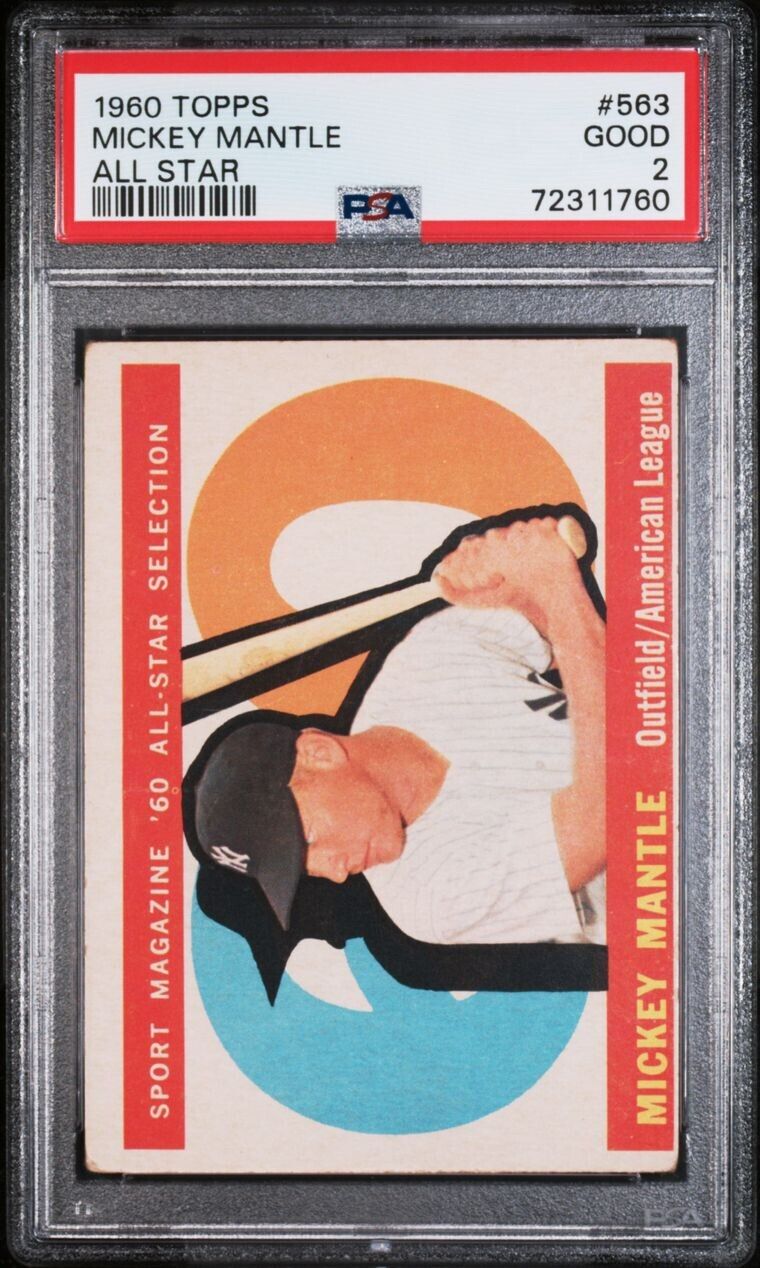 1960 Topps 563 Mickey Mantle All Star PSA 2 Good Color