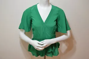LOFT Petites Women's Green Short Sleeve Blouse Top Size XXSP - Picture 1 of 6
