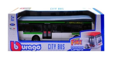 MODELLINO AUTOBUS STATICO BURAGO CITY BUS L65 HOSPITAL G.NEUVILLE SCALA 19cm - Immagine 1 di 4