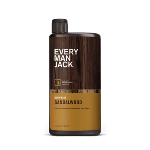 Every Man Jack Sandalwood Hydrating Body Wash for Men, Naturally Derived, 16.9