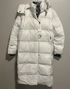 Neu mit Etikett Figs Bennett lange Schnorchel-Daunenjacke weiß Damengröße Small W210W1022 - Bild 1 von 8