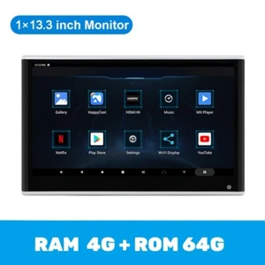 13.3" Android Headrest Monitor WIFI Car Player Bluetooth Rear Seat Entertainment - Picture 1 of 13