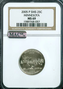 2005 P MINNESOTA QUARTER NGC MS69 SMS PQ MAC SPOTLESS . - Picture 1 of 2