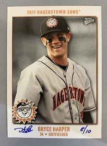 Bryce Harper 2011 Multi-Anuncio Hagerstown Suns Pro Debut Sonriente Prueba de Artista #8/10 - Imagen 1 de 2