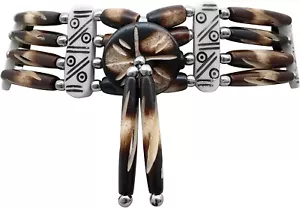 Native American Style Bone Choker Necklace 4 Row Buffalo Southwestern Stripe - Picture 1 of 4