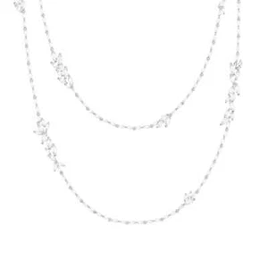 Swarovski Luoison Long Rhodium-Plated Strandage White Leaves Crystal 5418111 - Picture 1 of 9