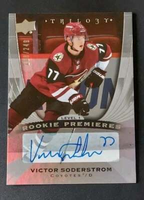 2020-21 Upper Deck Trilogy Victor Soderstrom Rookie Premieres Auto Card #77 /249 - Image 1 of 4