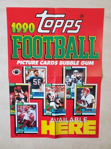 1990 TOPPS NFL FOOTBALL CARDS 10X14" Promo STORE POSTER New York Giants Cover