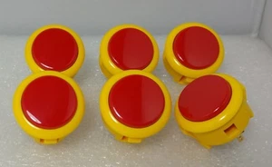 Japan Sanwa Push Buttons Mix Yellow Red x 6 pcs Video Game Arcade Parts - Picture 1 of 4
