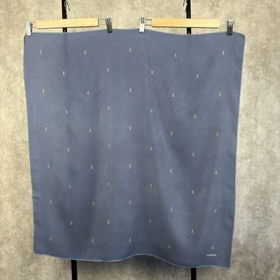 Chanel Azul Seda Cuadrada Bufanda Logo Monograma Auténtico Foto 1 de 4