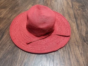 Bijoux Terner Floppy Sombrero para el Sol Ala Ancha Rojo Playa Vacaciones Mujer Paja  - Imagen 1 de 8