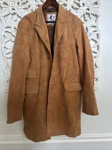 J4 Jacket Leather Suede Coat Size Large Camel Brown Suede 70’s Western Classic - Picture 1 of 22