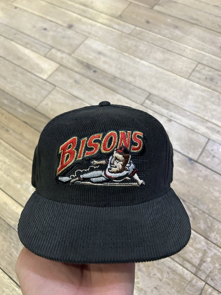 Size 7 1/8 - Buffalo Bisons Corduroy Topperz New Era Fitted Hat- Red Brim - Image 1 of 4