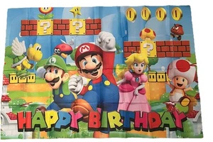 Decorazione Fornitura Festa Tema Super Mario Bros 57 x 39 Sfondo Buon Compleanno - Foto 1 di 1