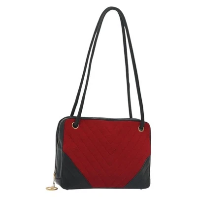 Auténtico bolso de hombro Chanel V Stitch algodón rojo dorado CC 140715 Foto 1 de 4