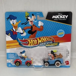 2025 Hot Wheels Racer Verse DONALD DUCK & GOOFY Disney Mickey & Friends Two Pack - Picture 1 of 3