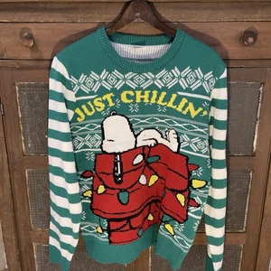 Peanuts Unisex L Weihnachten "Ugly Sweater" Rundhals Snoopy Hundehütte - Bild 1 von 11