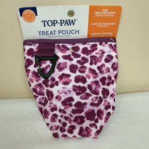 Top Paw Dog Treat Bag – Purple Leopard Print Training Pouch with Magnetic Clip - Picture 1 of 7