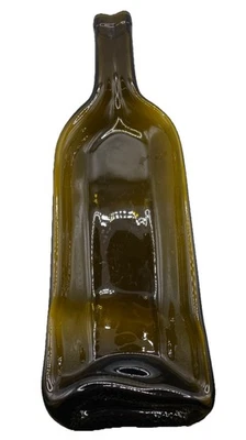 Recycled Slumped Wine Bottle Tray 12” Melted Glass Key Cheese Serving Dish - Image 1 of 3