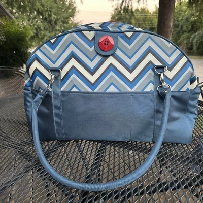 2 Red Hens Coop Carry-All Diaper Bag, Blue Chevron Small Changing Pad - Image 1 of 4