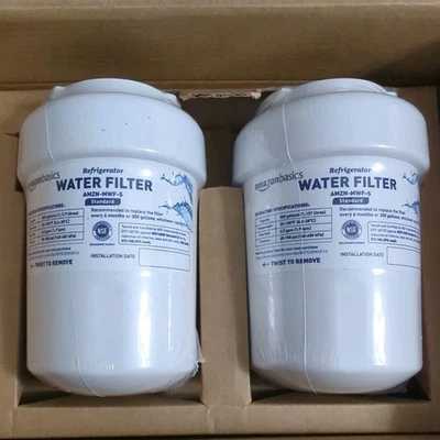 GE MWF Refrigerator Water Filters Amazon Basics 2 pack Standard Replacement New - Image 1 of 2