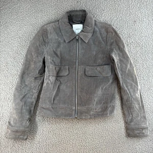 Mango Leder Wildleder Jacke Damen Gr. XS braun Echtleder durchgehender Reißverschluss Taschen - Bild 1 von 19