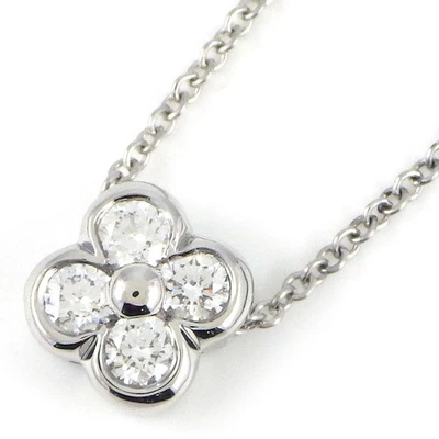 Tiffany & Co. Necklace Bezel Flower Motif 4 Point Diamond PT950 Platinum - Image 1 of 4