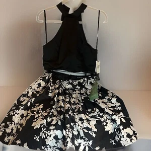 My Michelle 2pc Black Ivory Trendy Floral HOCO Party Cocktail Formal Dress Sz 5 - Picture 1 of 17