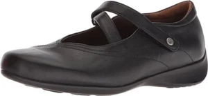 WOLKY Women's PASSION Hook &Loop Strap Mary Jane Shoe, Black Leather, Size EU 37 - Picture 1 of 7