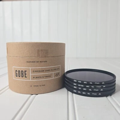 GOBE 77mm Filter KIT - UV - Circular Polarizing (CPL) - PLUS ND 8 & ND 1000 - Image 1 of 4