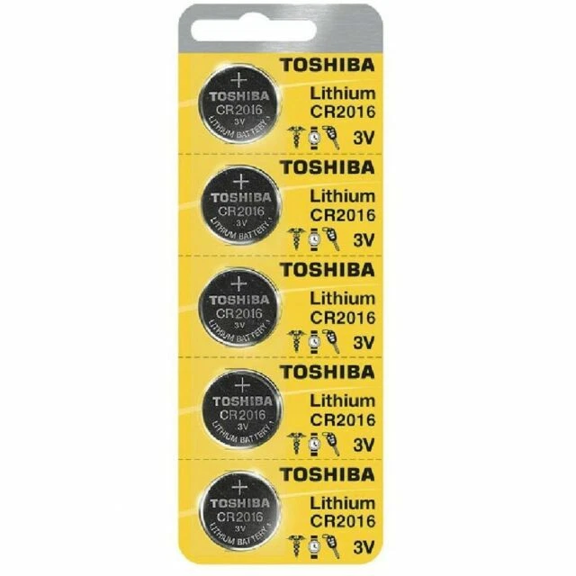 Toshiba CR2016 3 Volt Lithium Coin Batteries - Pack of 5