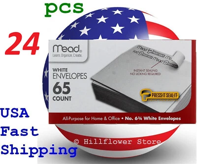 24 X Mead 75028 3 5/8 X 6.5 #6 65 piece/box white envelope with free trk# - Image 1 of 4