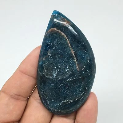 39.6g, 2.8" x 1.5" Blue Apatite Cabochon Large Teardrop Shape @Madagascar,B1640 - Image 1 of 4